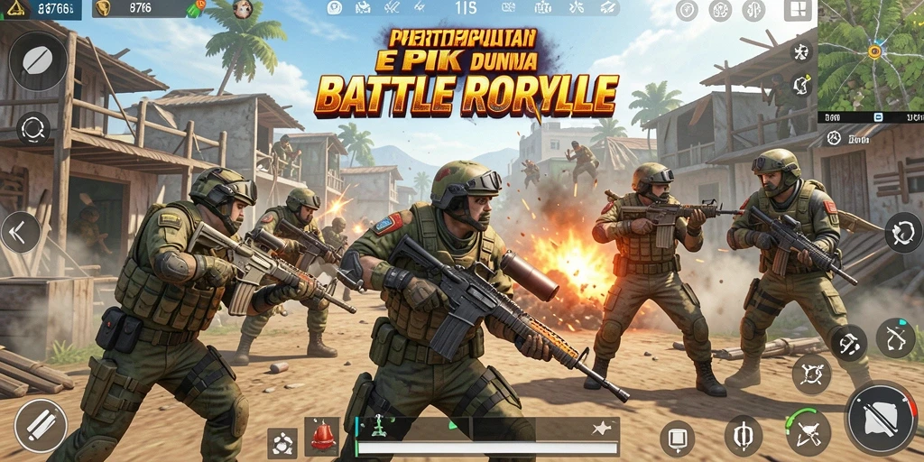 Gameplay mendebarkan di arena Battle Royale dengan berbagai strategi.