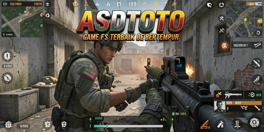 Screenshot utama ASDTOTO menunjukkan aksi tembak-menembak yang intens.