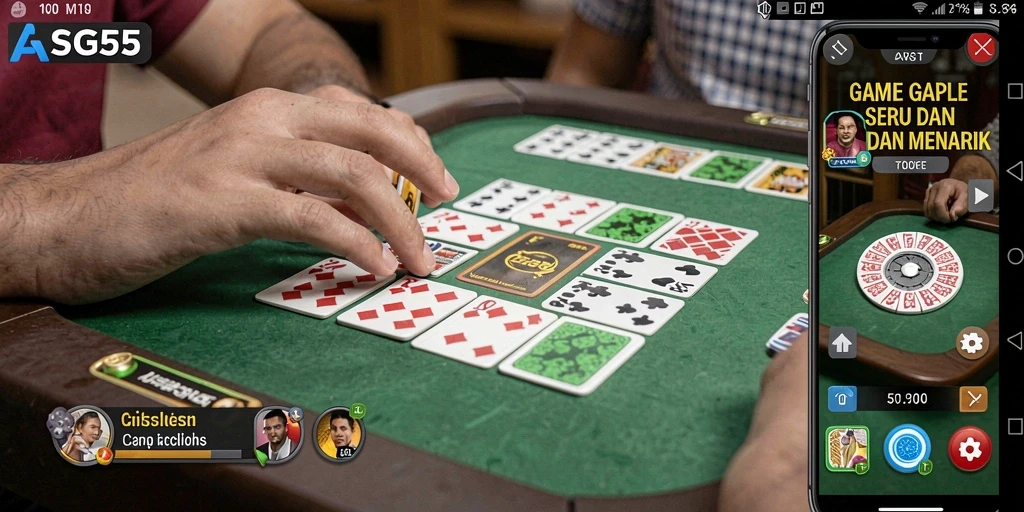 Tampilan gameplay Gaple seru di ASG55.