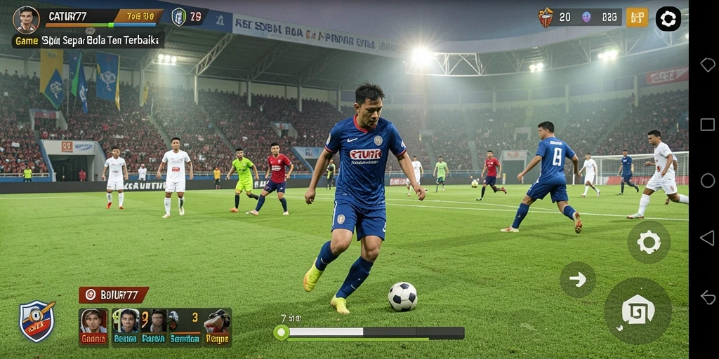 Tangkapan layar dari gameplay CATUR777 yang mendebarkan di lapangan sepak bola.