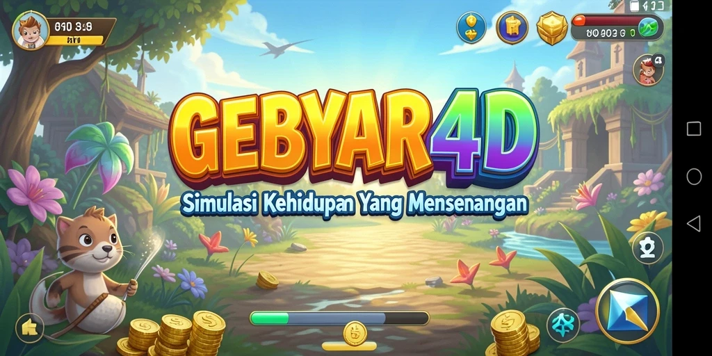 Tangkapan layar GEBYAR4D menunjukkan gameplay seru dengan interaksi karakter.
