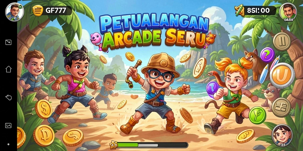 Screenshot menunjukkan aksi cepat dalam gameplay arcade GF777.