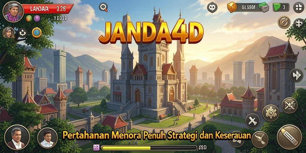 Tangkapan layar gameplay JANDA4D yang menampilkan menara bertahan.