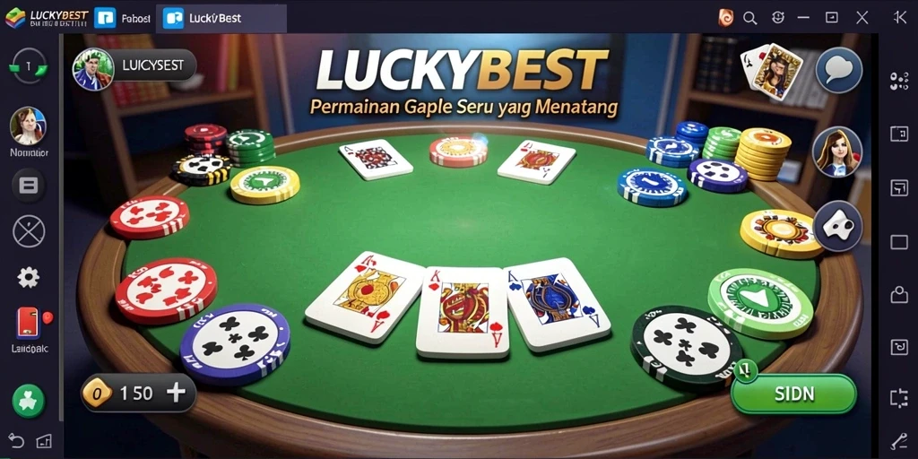 Tampilan gameplay seru LUCKYBEST dalam permainan Gaple.
