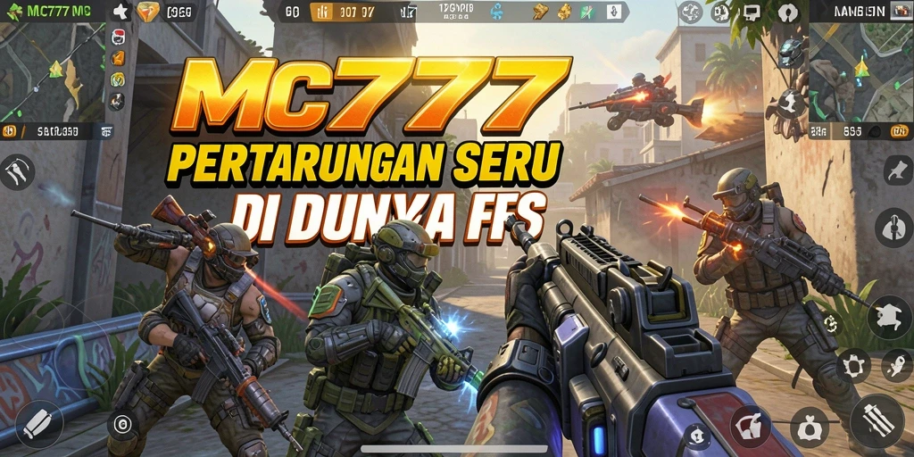 Screenshot gameplay <strong>MC777</strong> menampilkan aksi tembak-tembakan yang intens.