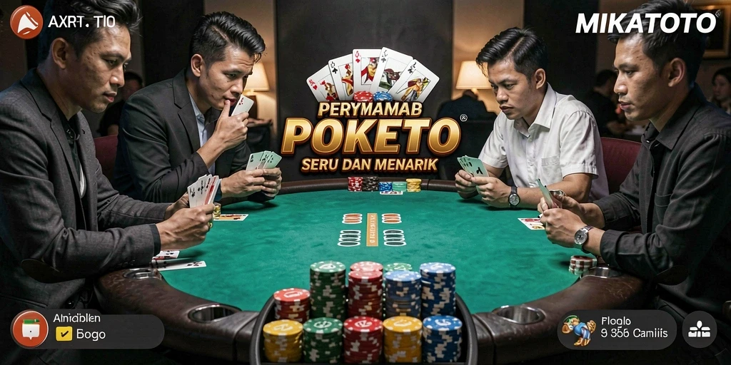 Screenshot utama MIKATOTO menampilkan gameplay Poker yang intens.