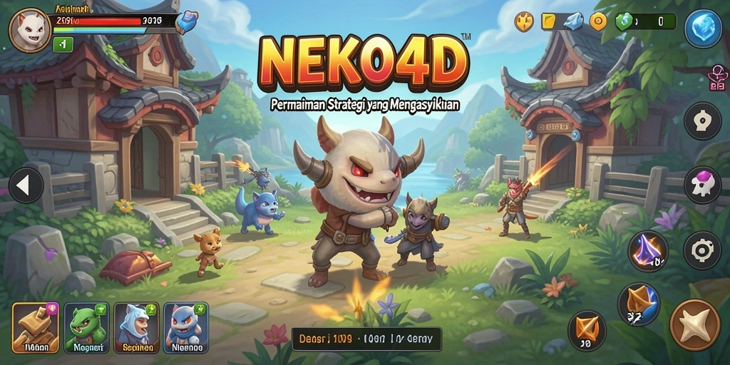 Tampilan gameplay intensif dari NEKO4D saat pertempuran strategi.