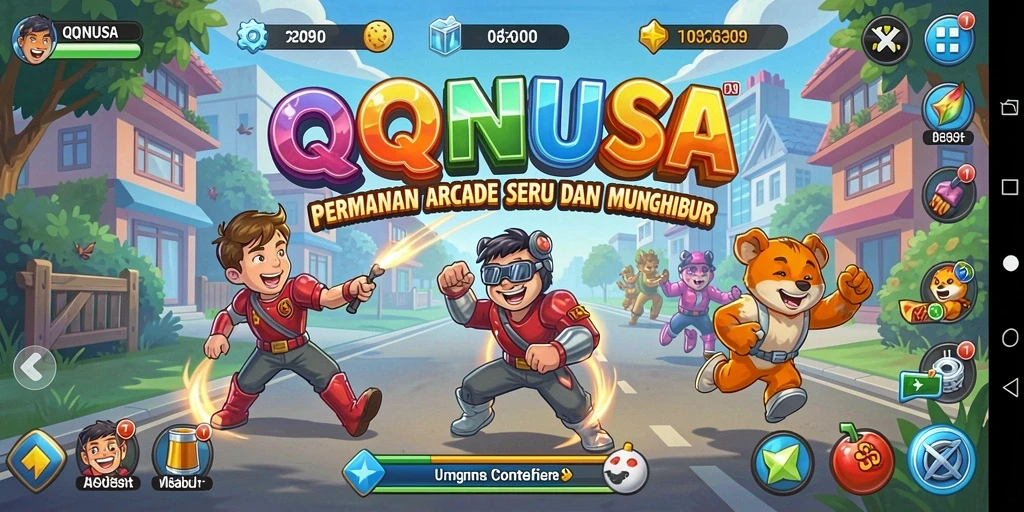 Screenshot gameplay utama QQNUSA menampilkan aksi seru dan tantangan menarik.