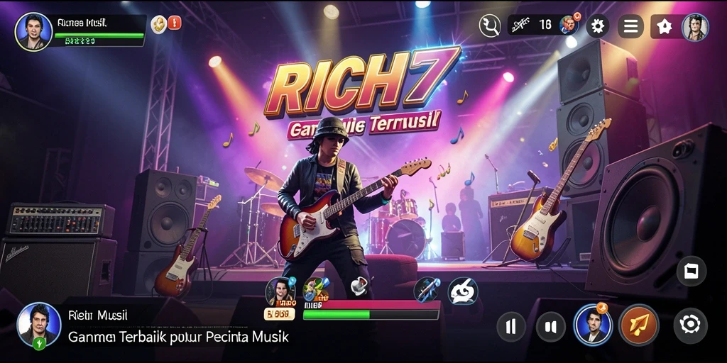 Tampilan gameplay RICH7 yang penuh warna dan dinamis.