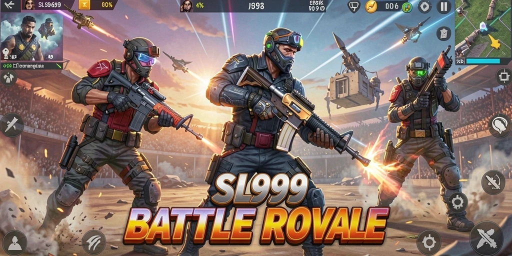 Tampilan seru gameplay SL999 dalam momen Battle Royale.